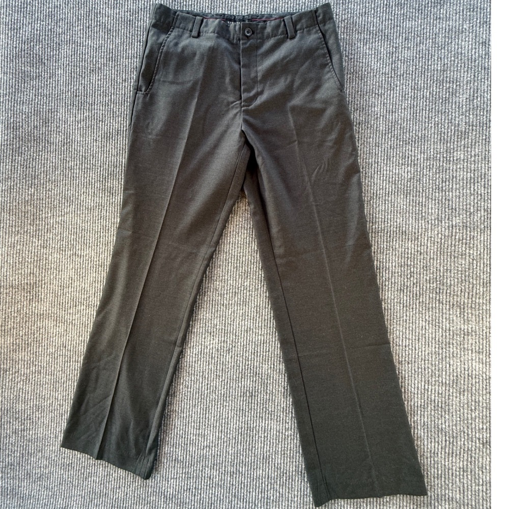 Kenneth Cole New York Mens Dress Pants 34x34 Charcoal Gray Flat Front Straight
